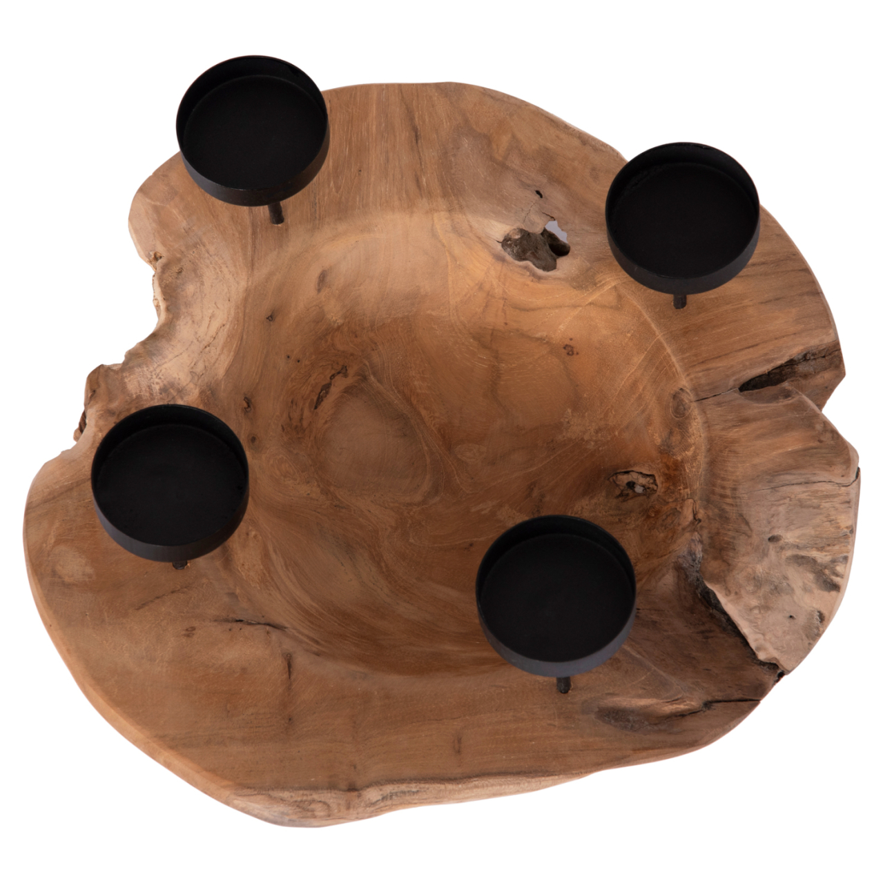 TABLE CANDLE HOLDER/BOWL FRAN HM4390 TEAK WOOD-METAL 30x30x7-15Hcm. [4]
