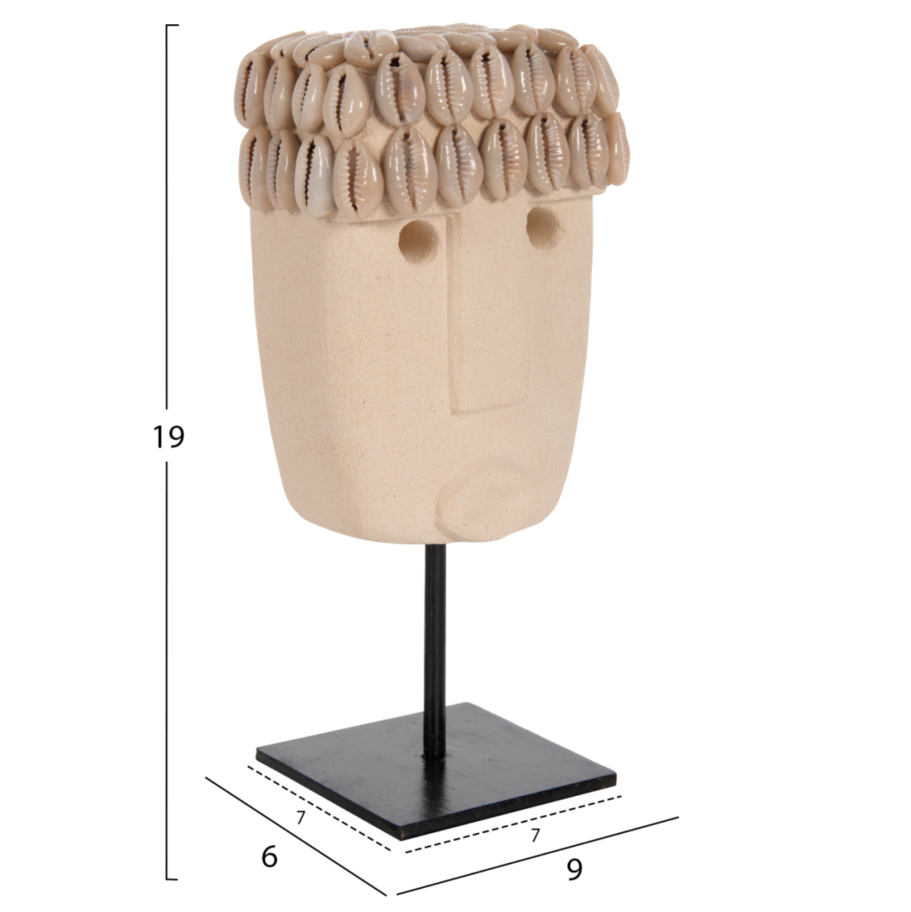 TABLE DECOR FACE HM4313 PARAS STONE IN BLACK METAL STAND 9x6x19Hcm. [2]