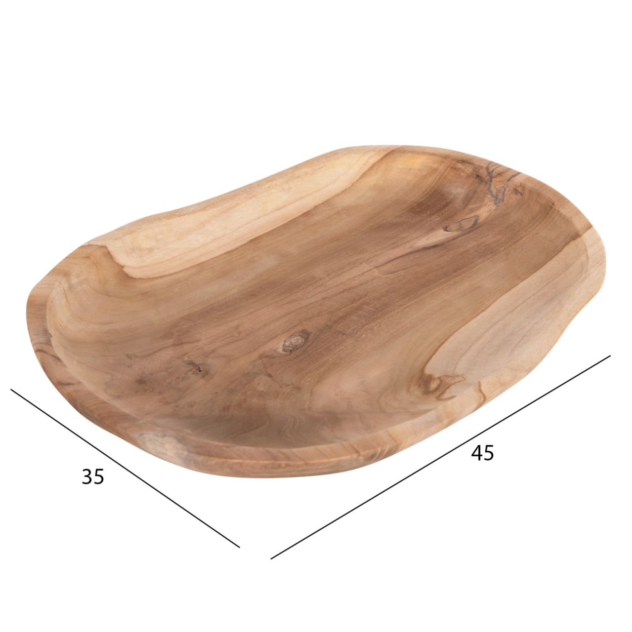 TABLE DECOR HM4293 OVAL TREY MADE OF RECYCLED TEAK WOOD 45x35x4H cm. [2]