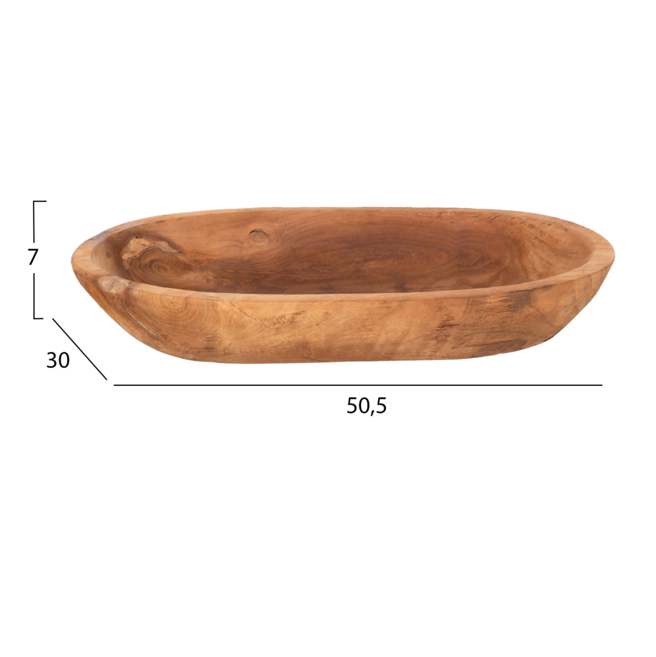 TABLE DECOR HM4294 OVAL BOWL RECYCLED TEAK IN NATURAL COLOR 55x30x7Hcm. [2]