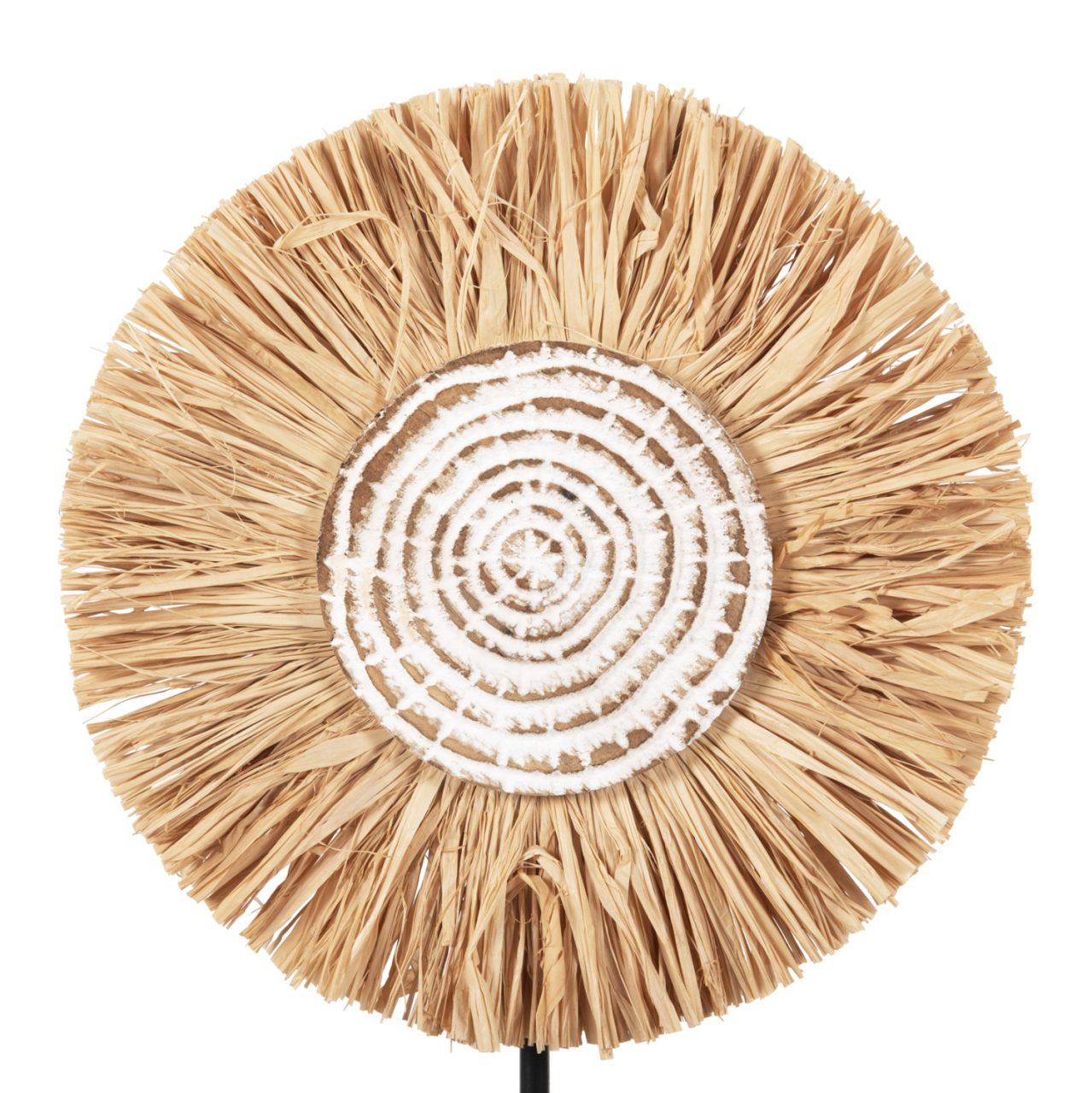 TABLE DECORATION HM4224 RAFFIA FIBERS IN NATURAL-BLACK WOODEN BASE 18x9x43Hcm. [4]
