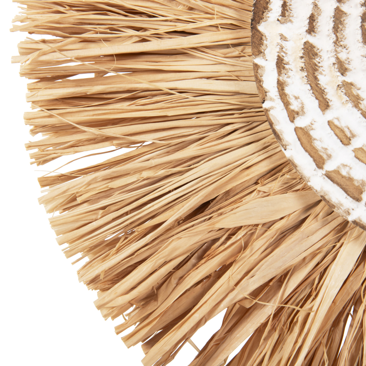TABLE DECORATION HM4224 RAFFIA FIBERS IN NATURAL-BLACK WOODEN BASE 18x9x43Hcm. [6]