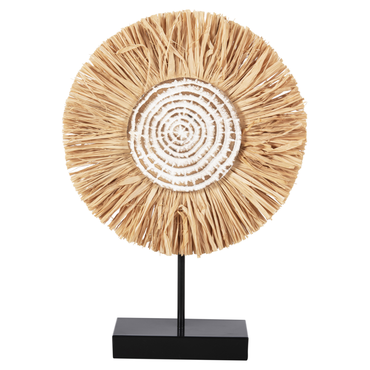 TABLE DECORATION HM4224 RAFFIA FIBERS IN NATURAL-BLACK WOODEN BASE 18x9x43Hcm. [3]