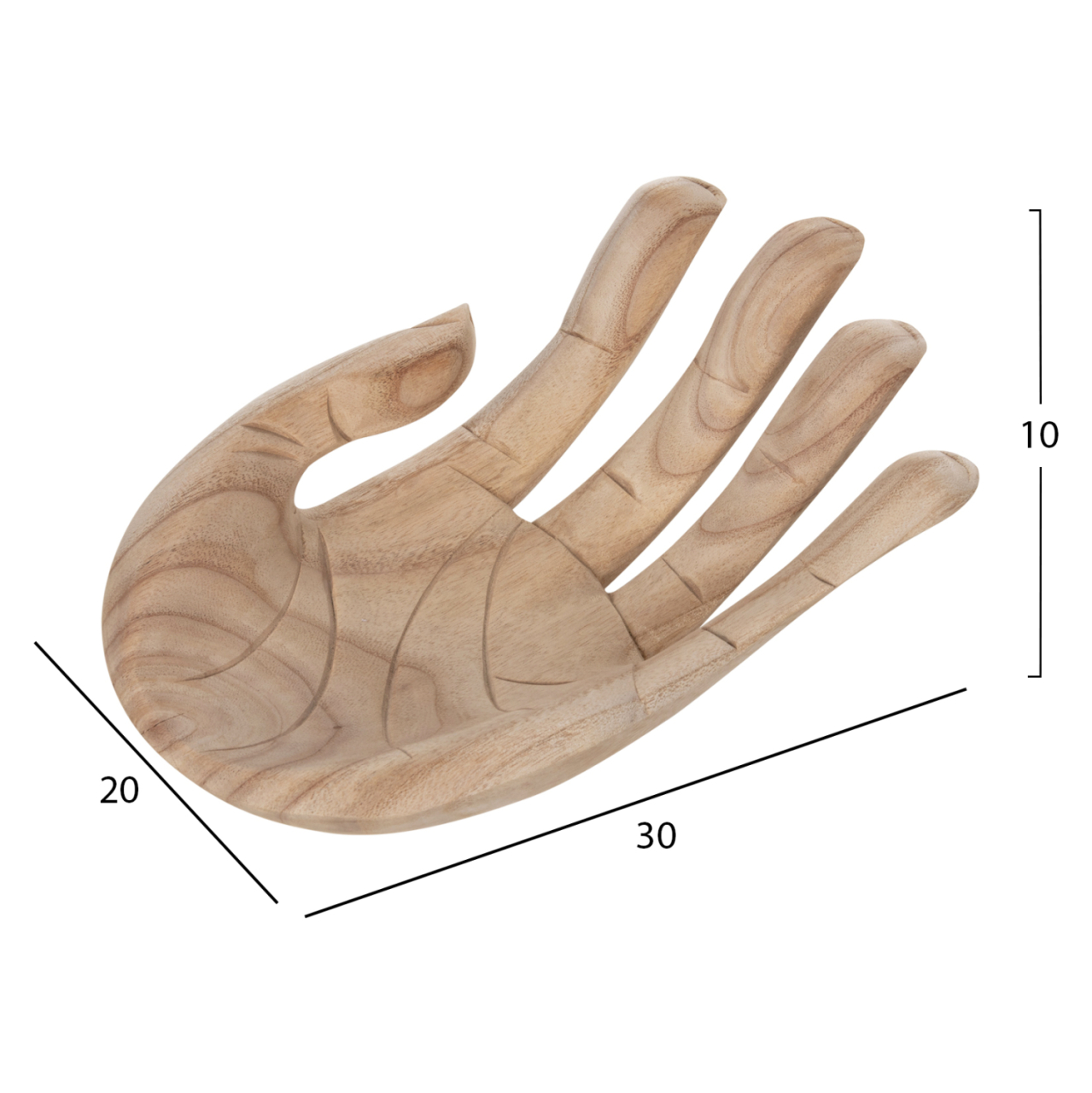 TABLE DECORATION LEFT HAND HM4278L SOLID ALBASIA WOOD IN NATURAL 30x20x10Hcm. [2]