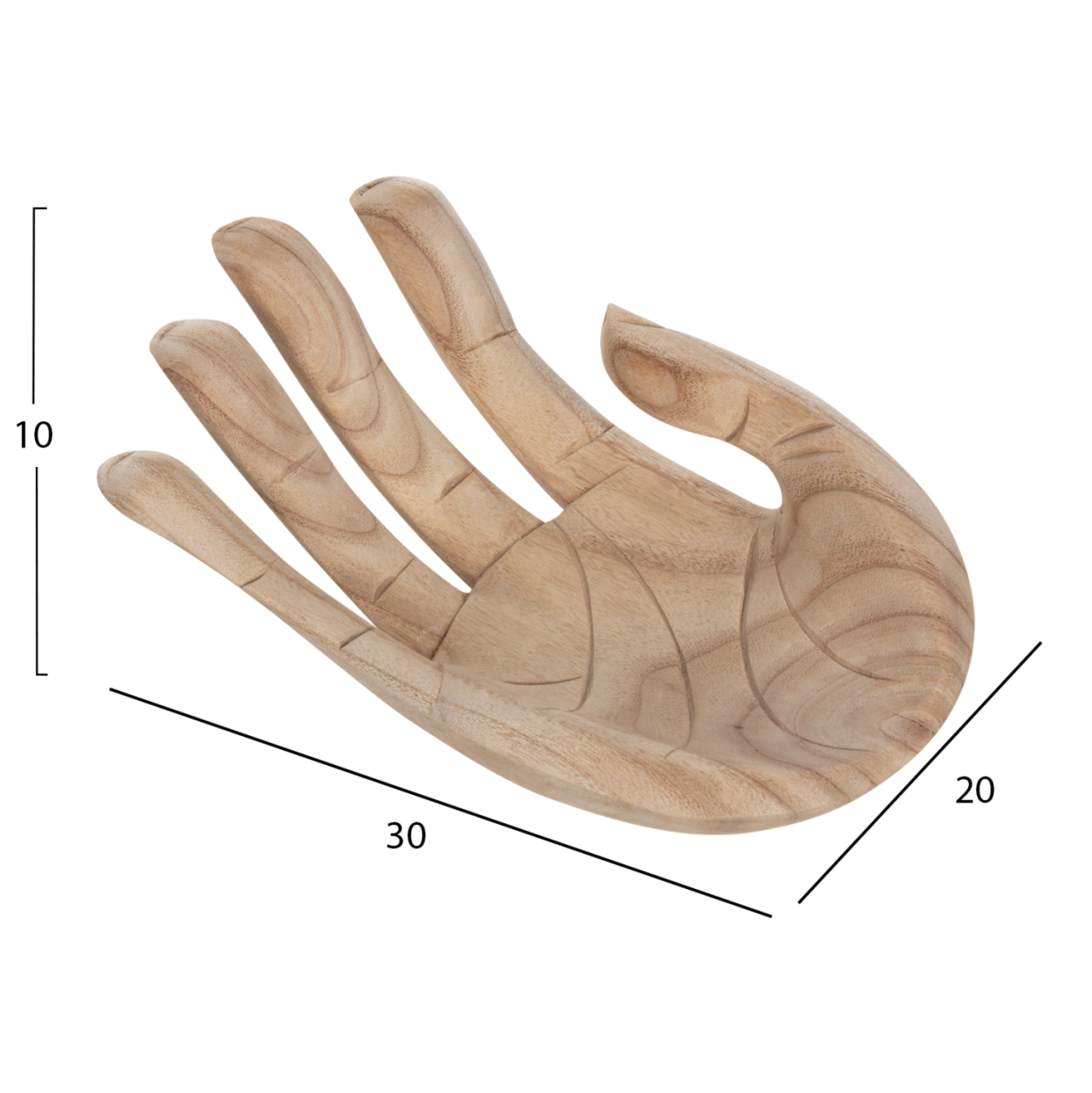 TABLE DECORATION RIGHT HAND HM4278R SOLID ALBASIA WOOD IN NATURAL 30x20x10Hcm. [2]