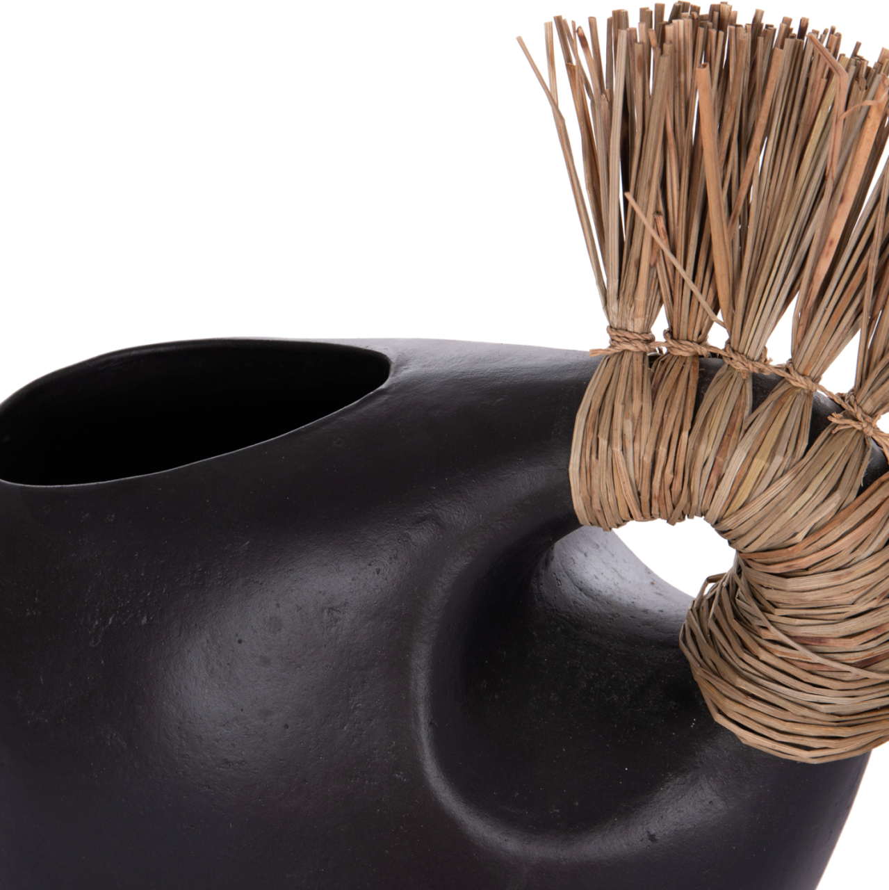 TABLE DECORATIVE VASE ALICA2 HM4671.01 TERRACOTA IN BLACK and GRASS--44x18x50Hcm. [8]
