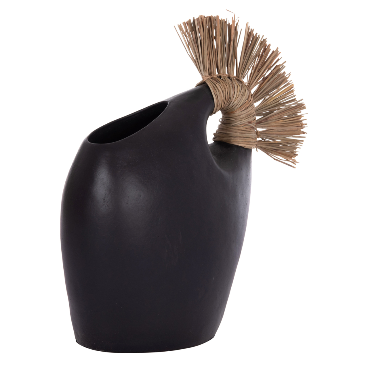 TABLE DECORATIVE VASE ALICA2 HM4671.01 TERRACOTA IN BLACK and GRASS--44x18x50Hcm. [3]