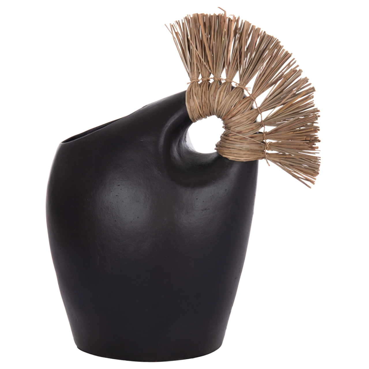 TABLE DECORATIVE VASE ALICA2 HM4671.01 TERRACOTA IN BLACK and GRASS--44x18x50Hcm. [7]