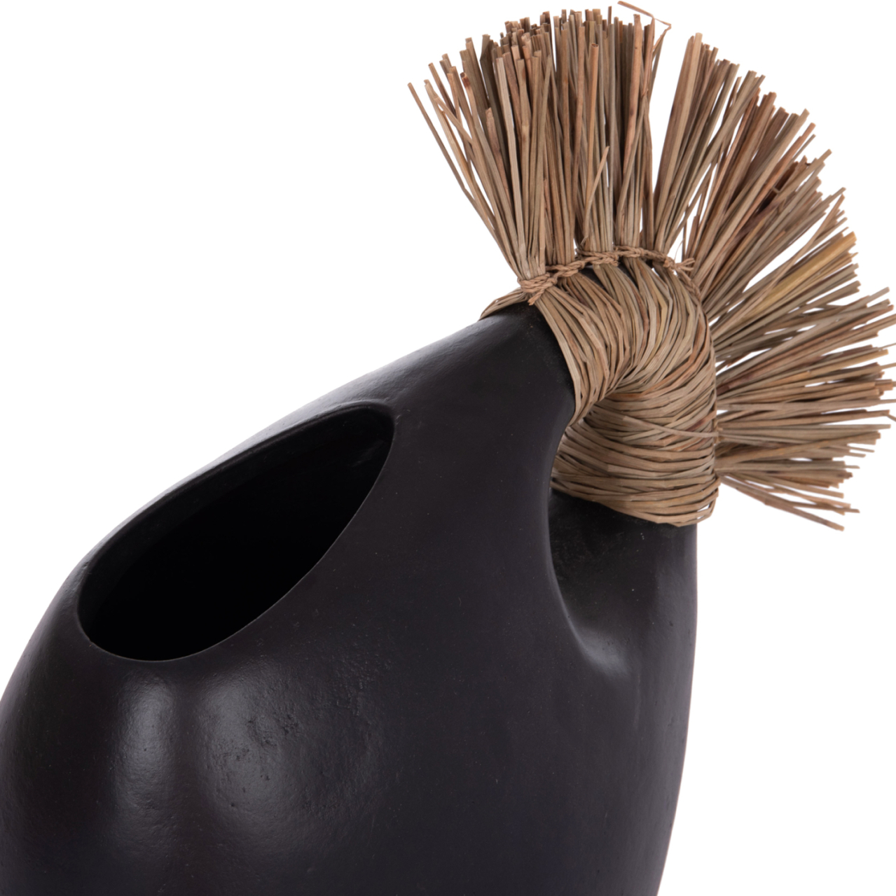 TABLE DECORATIVE VASE ALICA2 HM4671.01 TERRACOTA IN BLACK and GRASS--44x18x50Hcm. [10]