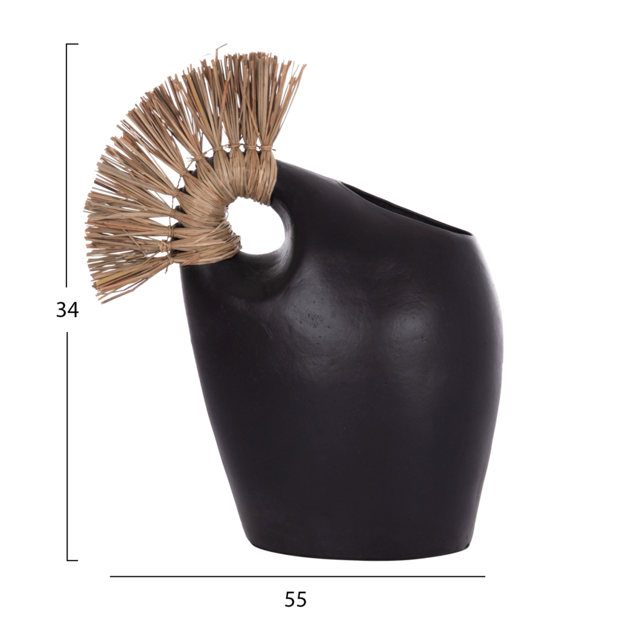 TABLE DECORATIVE VASE ALICA2 HM4671.01 TERRACOTA IN BLACK and GRASS--44x18x50Hcm. [2]