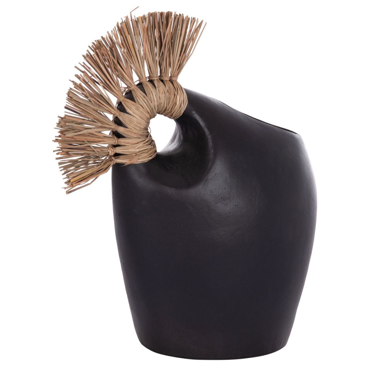TABLE DECORATIVE VASE ALICA2 HM4671.01 TERRACOTA IN BLACK and GRASS--44x18x50Hcm. [4]