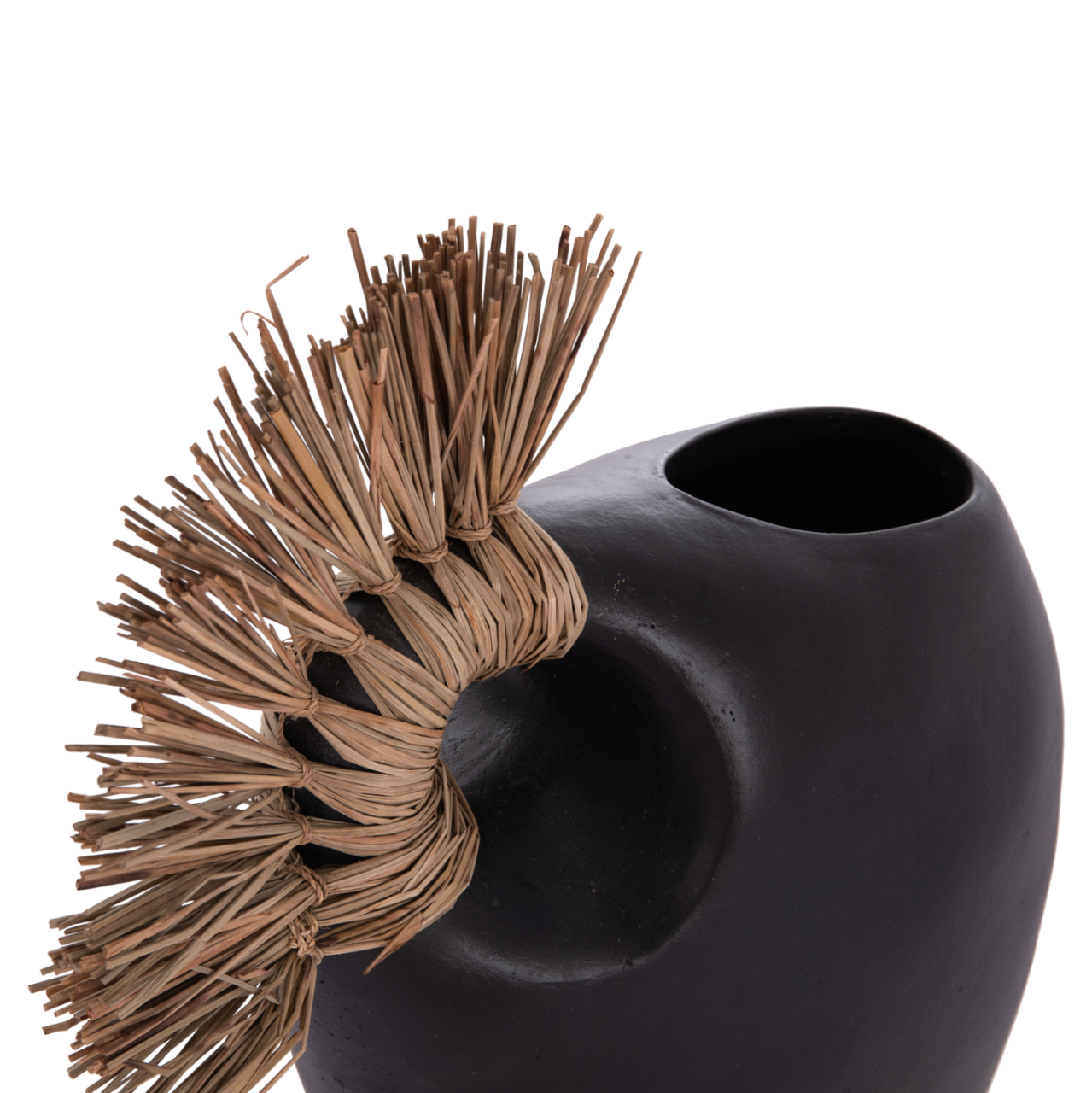 TABLE DECORATIVE VASE ALICA2 HM4671.01 TERRACOTA IN BLACK and GRASS--44x18x50Hcm. [5]