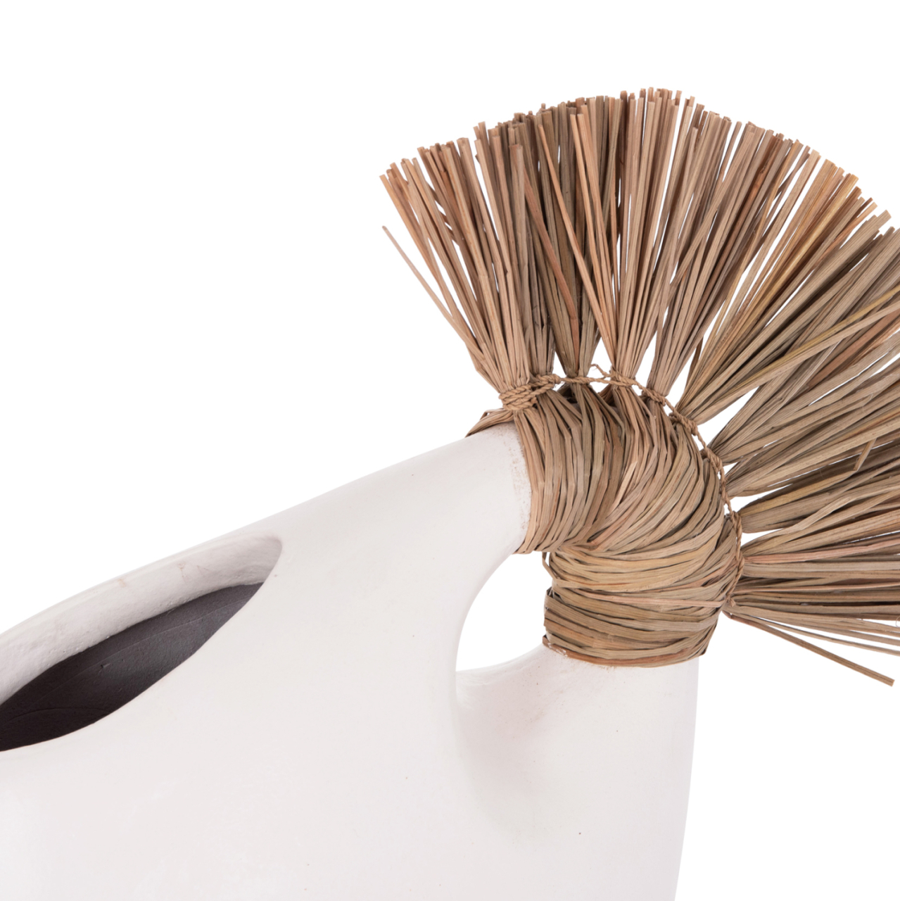 TABLE DECORATIVE VASE ALICA2 HM4671.02 TERRACOTA IN BLACK and GRASS--44x18x50Hcm. [10]