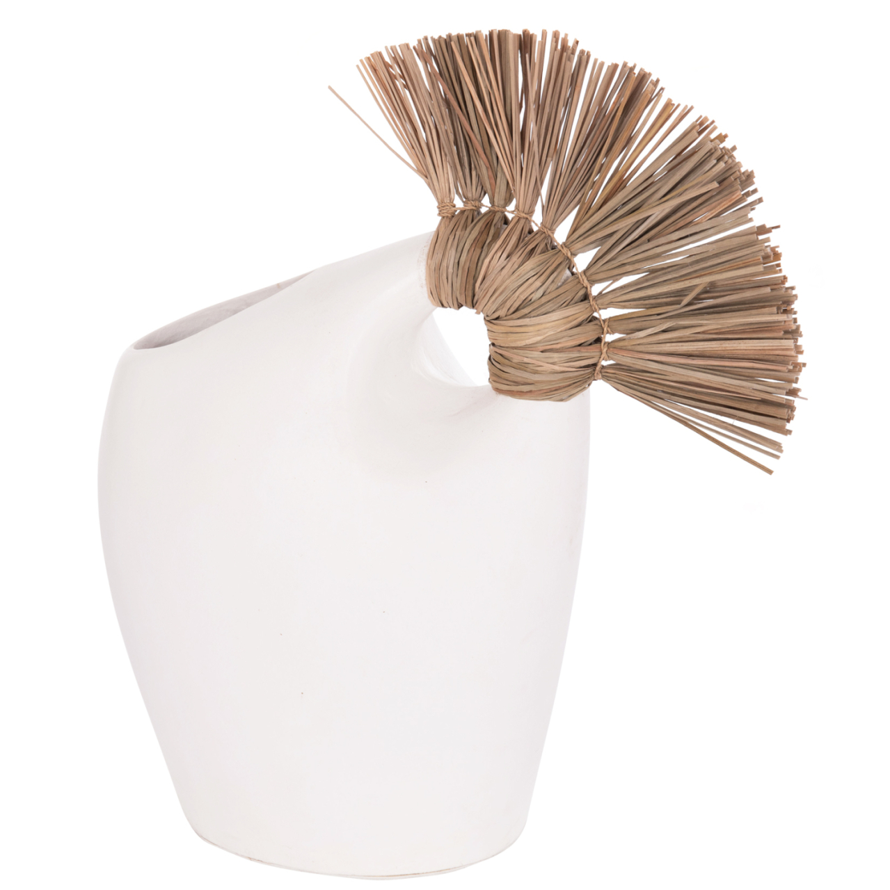 TABLE DECORATIVE VASE ALICA2 HM4671.02 TERRACOTA IN BLACK and GRASS--44x18x50Hcm. [4]