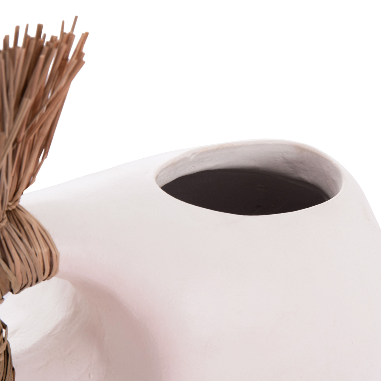 TABLE DECORATIVE VASE ALICA2 HM4671.02 TERRACOTA IN BLACK and GRASS--44x18x50Hcm. [6]