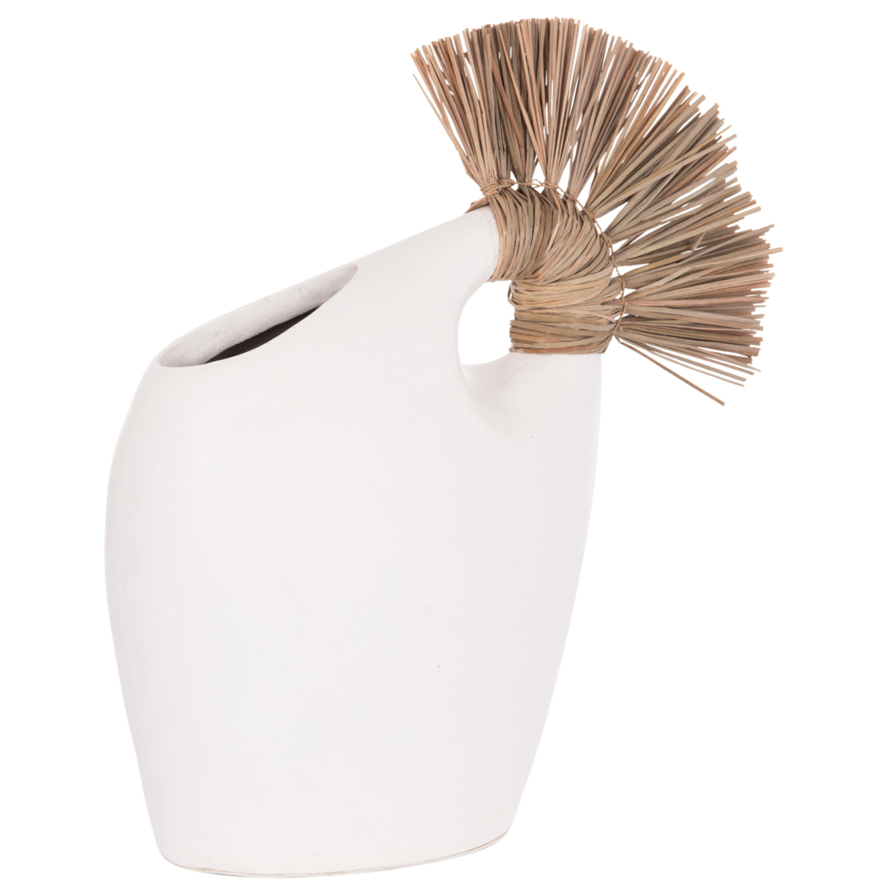 TABLE DECORATIVE VASE ALICA2 HM4671.02 TERRACOTA IN BLACK and GRASS--44x18x50Hcm. [9]