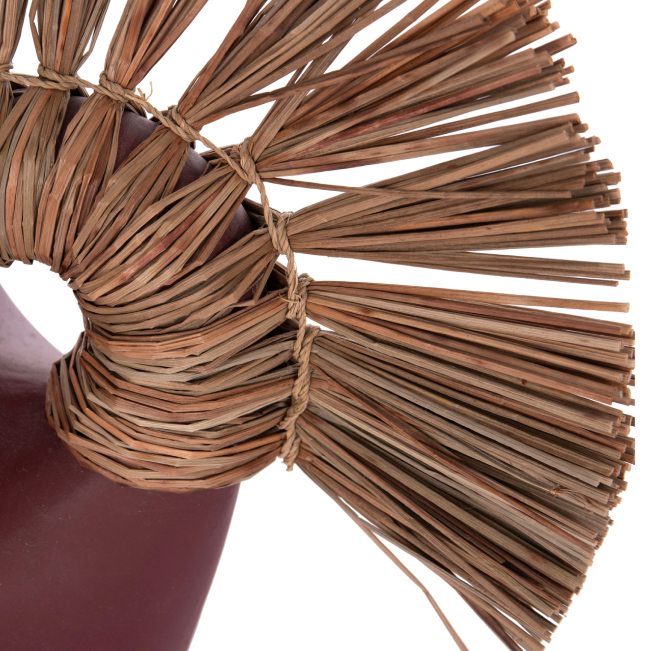 TABLE DECORATIVE VASE ALICA2 HM4671.06 TERRACOTA IN MAROON RED and GRASS--44x18x50Hcm. [10]