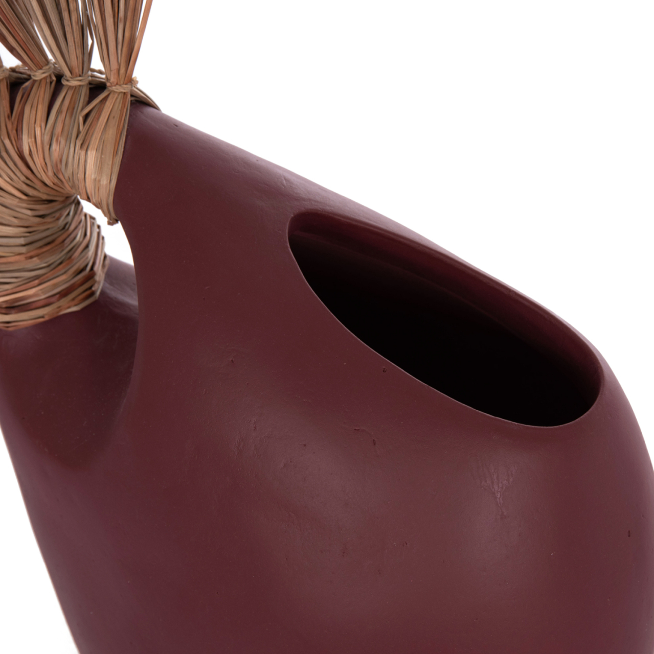 TABLE DECORATIVE VASE ALICA2 HM4671.06 TERRACOTA IN MAROON RED and GRASS--44x18x50Hcm. [6]