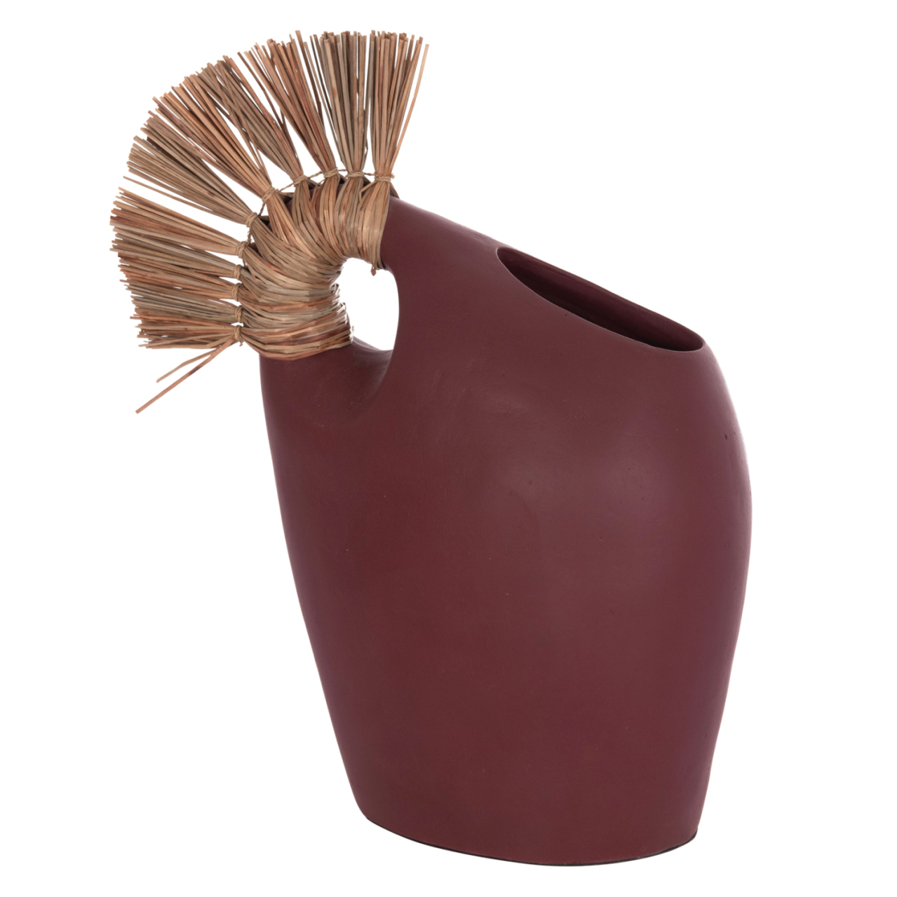 TABLE DECORATIVE VASE ALICA2 HM4671.06 TERRACOTA IN MAROON RED and GRASS--44x18x50Hcm. [3]