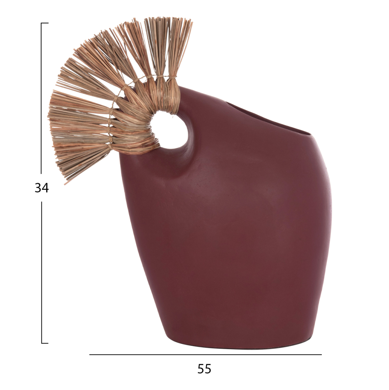 TABLE DECORATIVE VASE ALICA2 HM4671.06 TERRACOTA IN MAROON RED and GRASS--44x18x50Hcm. [2]