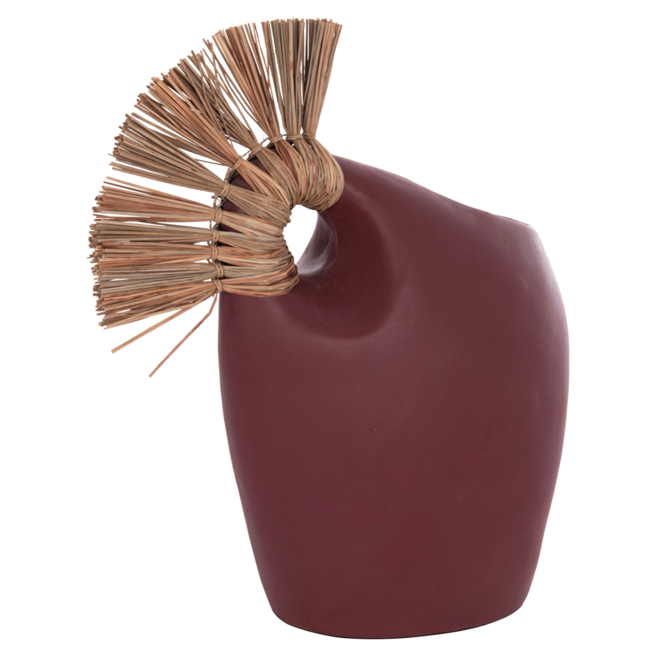 TABLE DECORATIVE VASE ALICA2 HM4671.06 TERRACOTA IN MAROON RED and GRASS--44x18x50Hcm. [4]