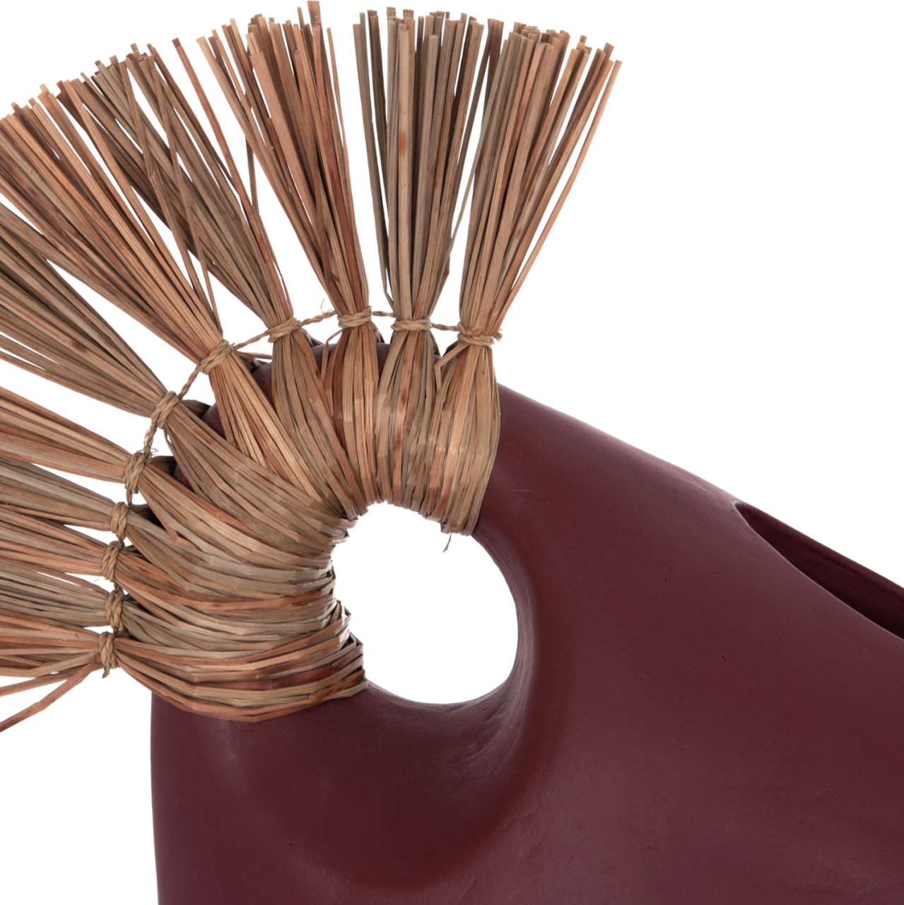 TABLE DECORATIVE VASE ALICA2 HM4671.06 TERRACOTA IN MAROON RED and GRASS--44x18x50Hcm. [8]