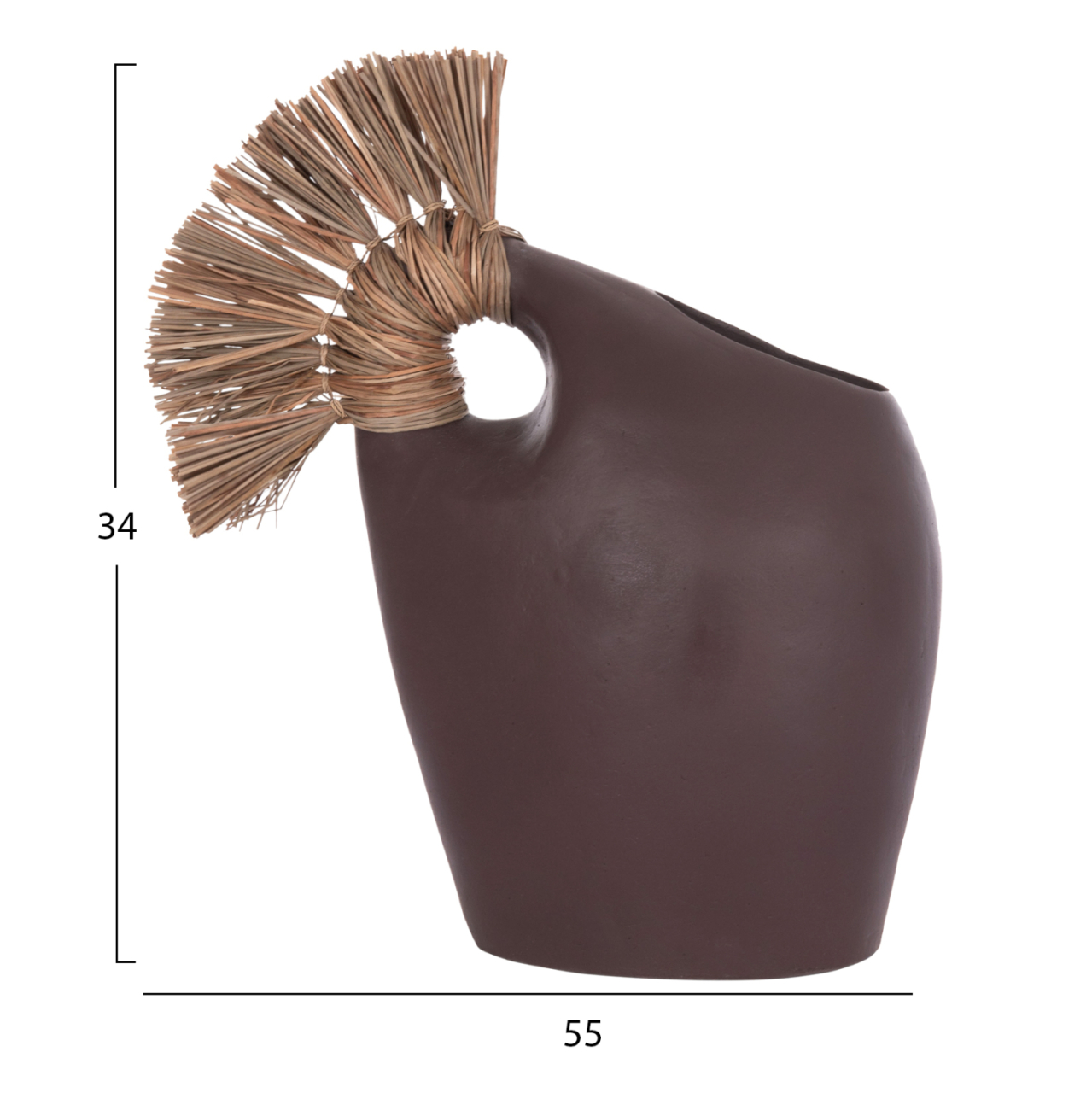TABLE DECORATIVE VASE ALICA2 HM4671.07 TERRACOTA IN CHOCOLATE and GRASS--44x18x50Hcm. [2]