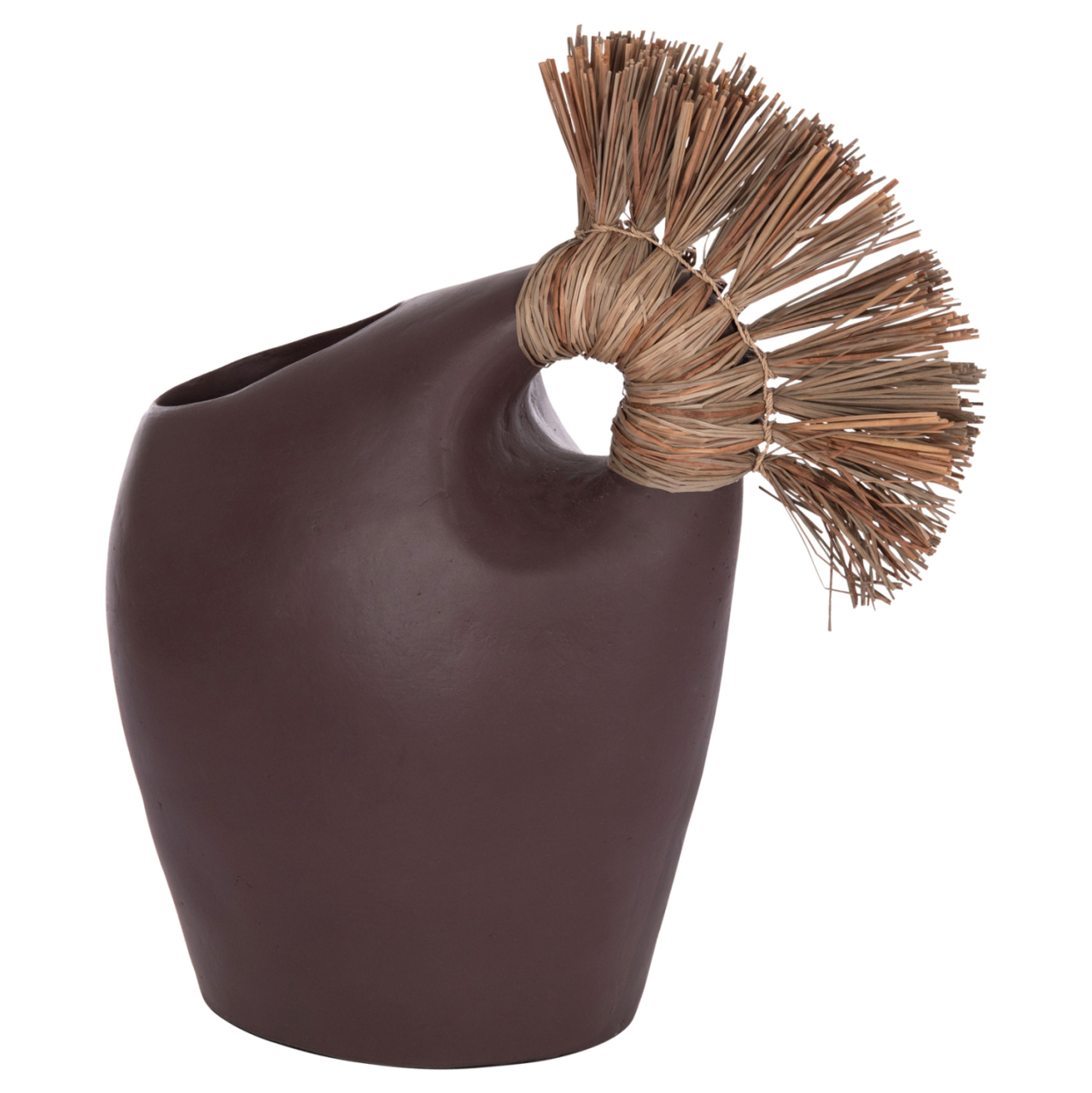 TABLE DECORATIVE VASE ALICA2 HM4671.07 TERRACOTA IN CHOCOLATE and GRASS--44x18x50Hcm. [4]