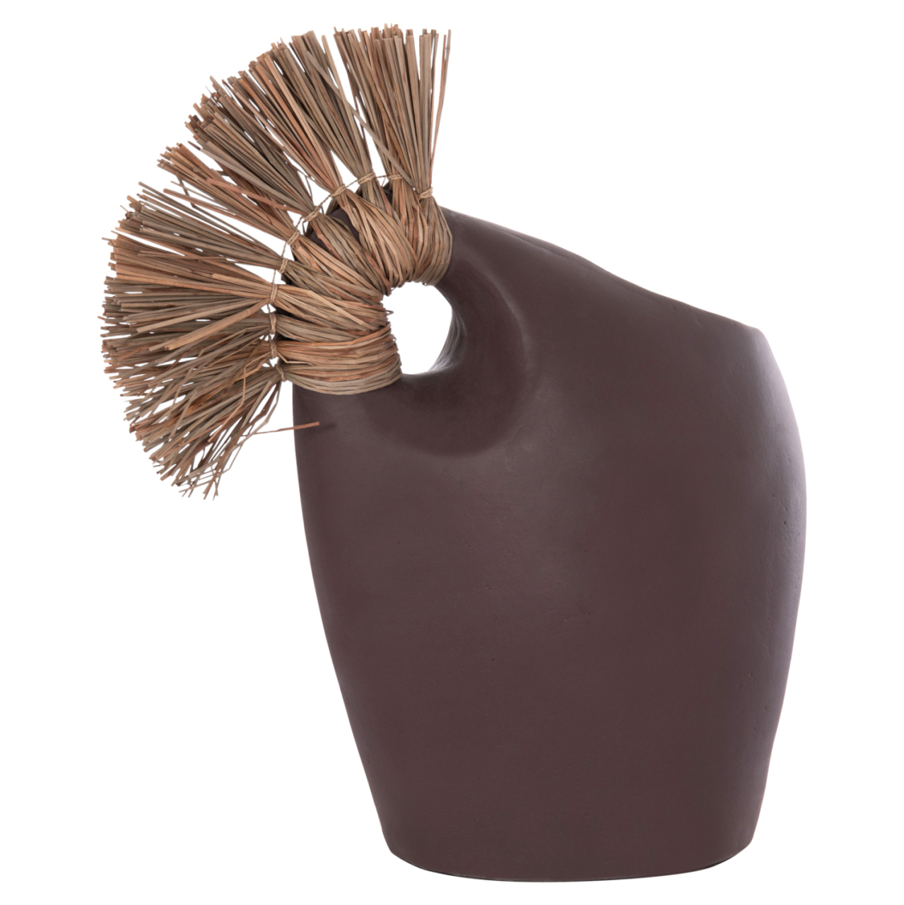 TABLE DECORATIVE VASE ALICA2 HM4671.07 TERRACOTA IN CHOCOLATE and GRASS--44x18x50Hcm. [3]