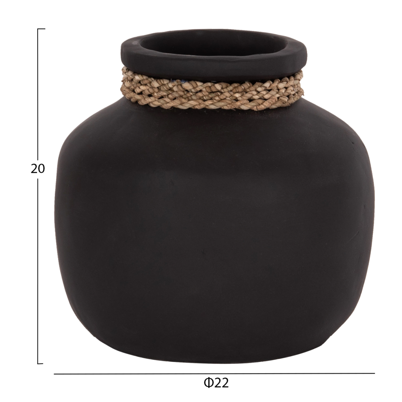 TABLE DECORATIVE VASE CAMMER HM4687.01S TERRACOTA IN BLACK--Φ22x20Hcm. [2]
