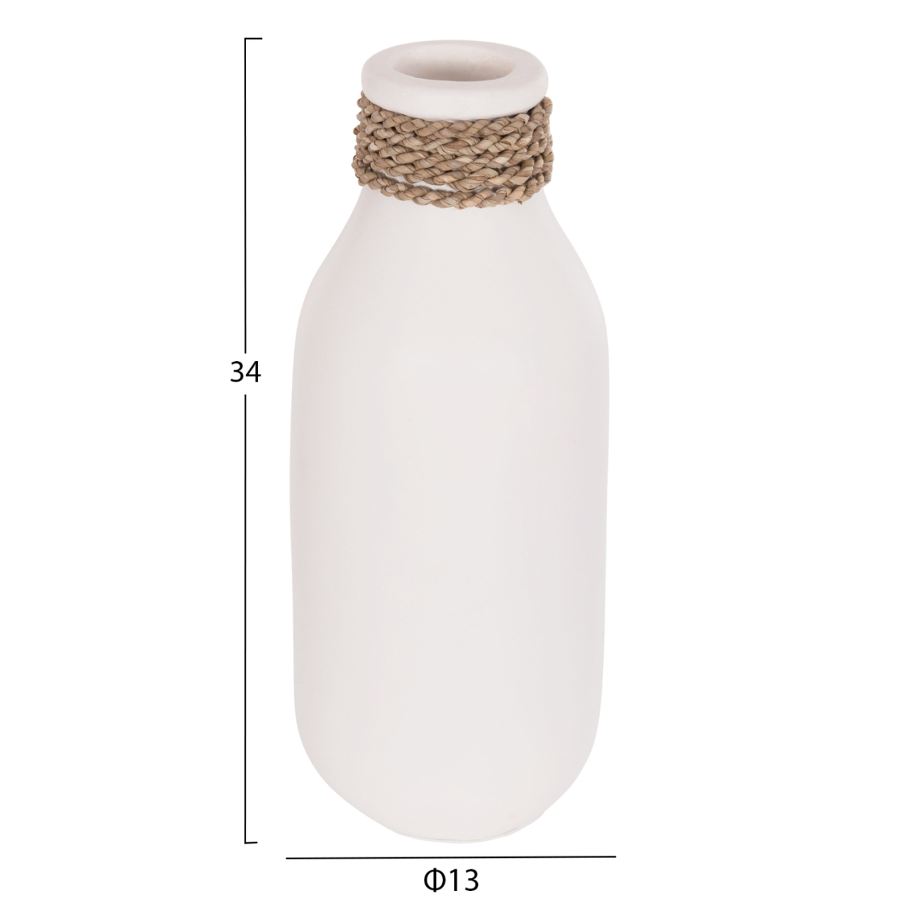 TABLE DECORATIVE VASE CAMMER HM4687.02M TERRACOTA IN WHITE--Φ13x34Hcm. [2]
