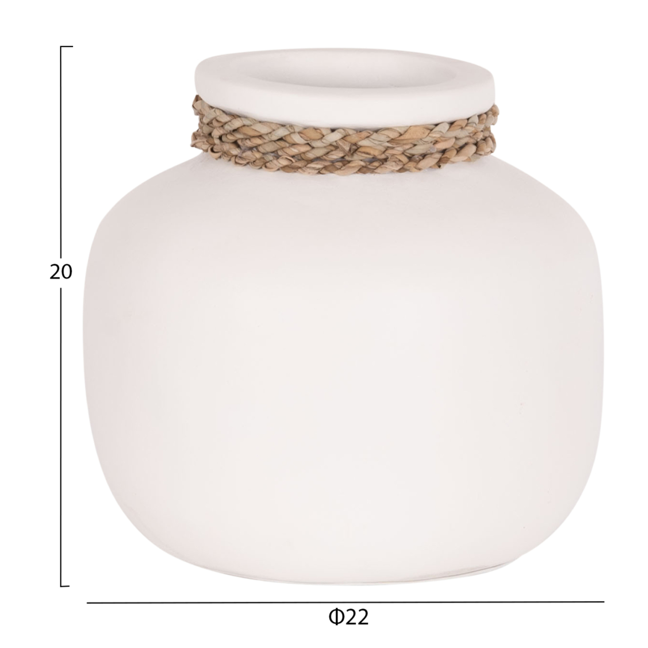 TABLE DECORATIVE VASE CAMMER HM4687.02S TERRACOTA IN WHITE--Φ22x20Hcm. [2]
