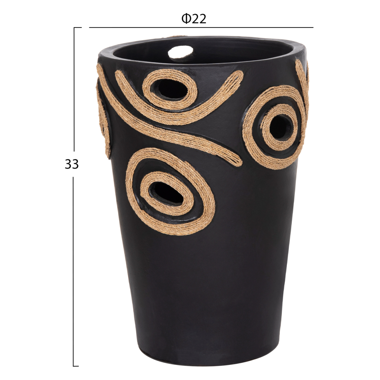 TABLE DECORATIVE VASE DEAN HM4677.01L TERRACOTA IN BLACK--Φ22x33Hcm. [2]