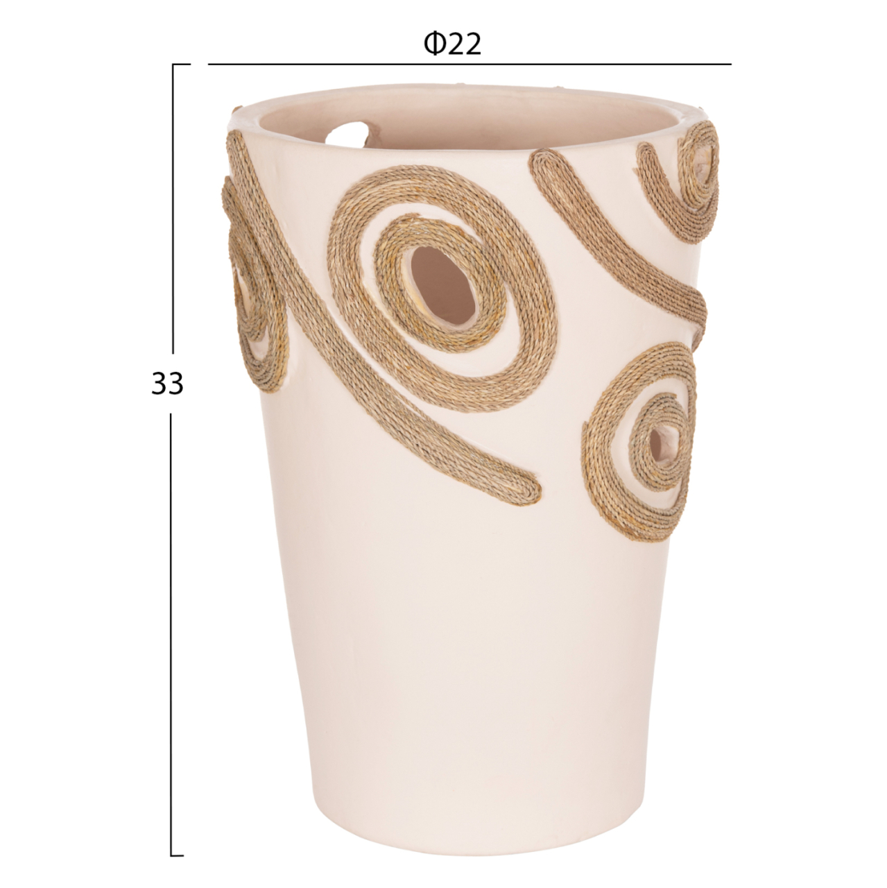 TABLE DECORATIVE VASE DEAN HM4677.02L TERRACOTA IN CREAM WHITE--Φ22x33Hcm. [2]
