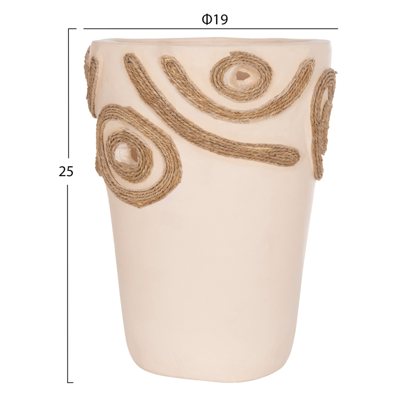 TABLE DECORATIVE VASE DEAN HM4677.02S TERRACOTA IN CREAM WHITE--Φ19x25Hcm. [2]
