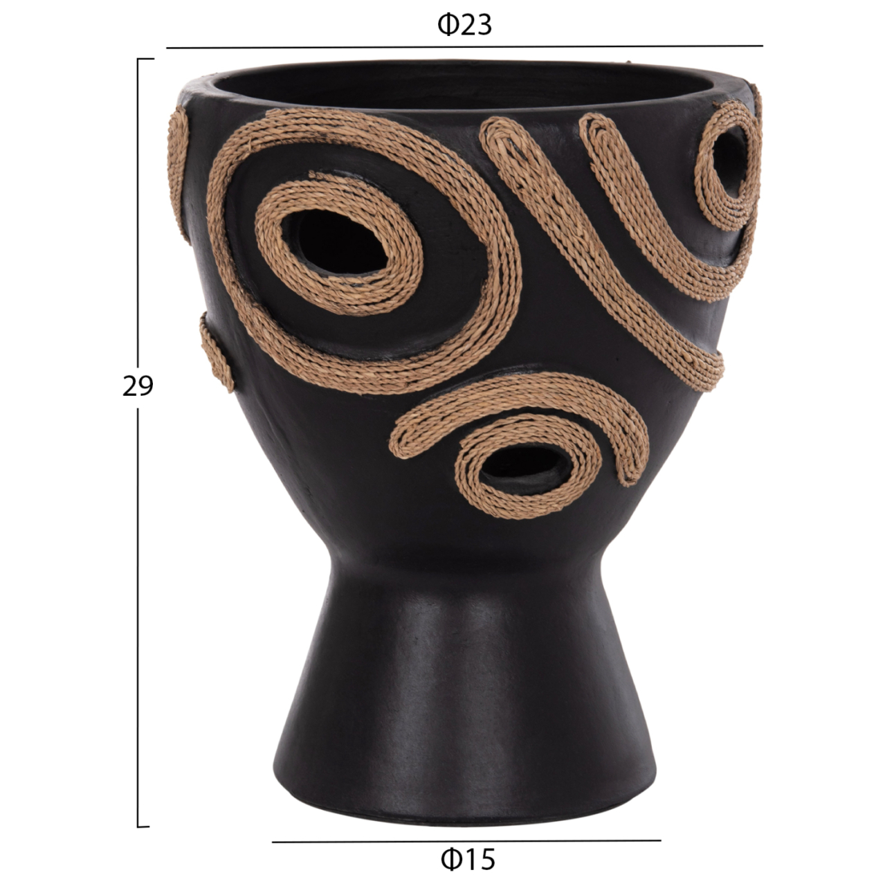 TABLE DECORATIVE VASE DEAN HM4678.01 TERRACOTA IN BLACK-Φ25x28Hcm. [2]