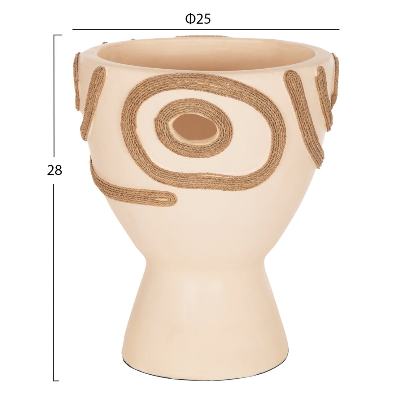 TABLE DECORATIVE VASE DEAN HM4678.02 TERRACOTA IN CREAM WHITE--Φ23x29Hcm. [2]