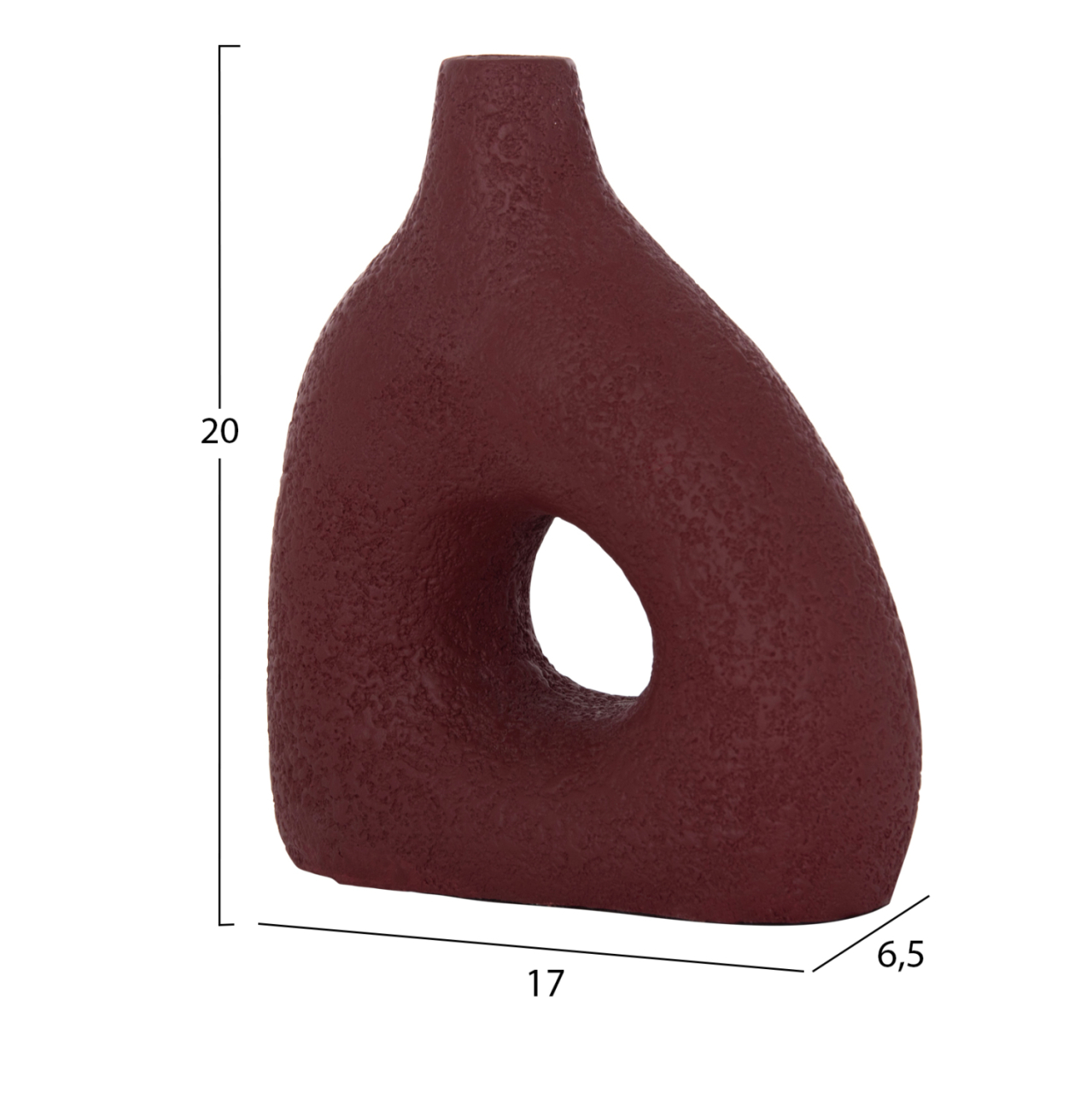 TABLE DECORATIVE VASE DECANT HM4667.06M TERRACOTA IN MAROON RED--17x6.5x20Hcm. [2]