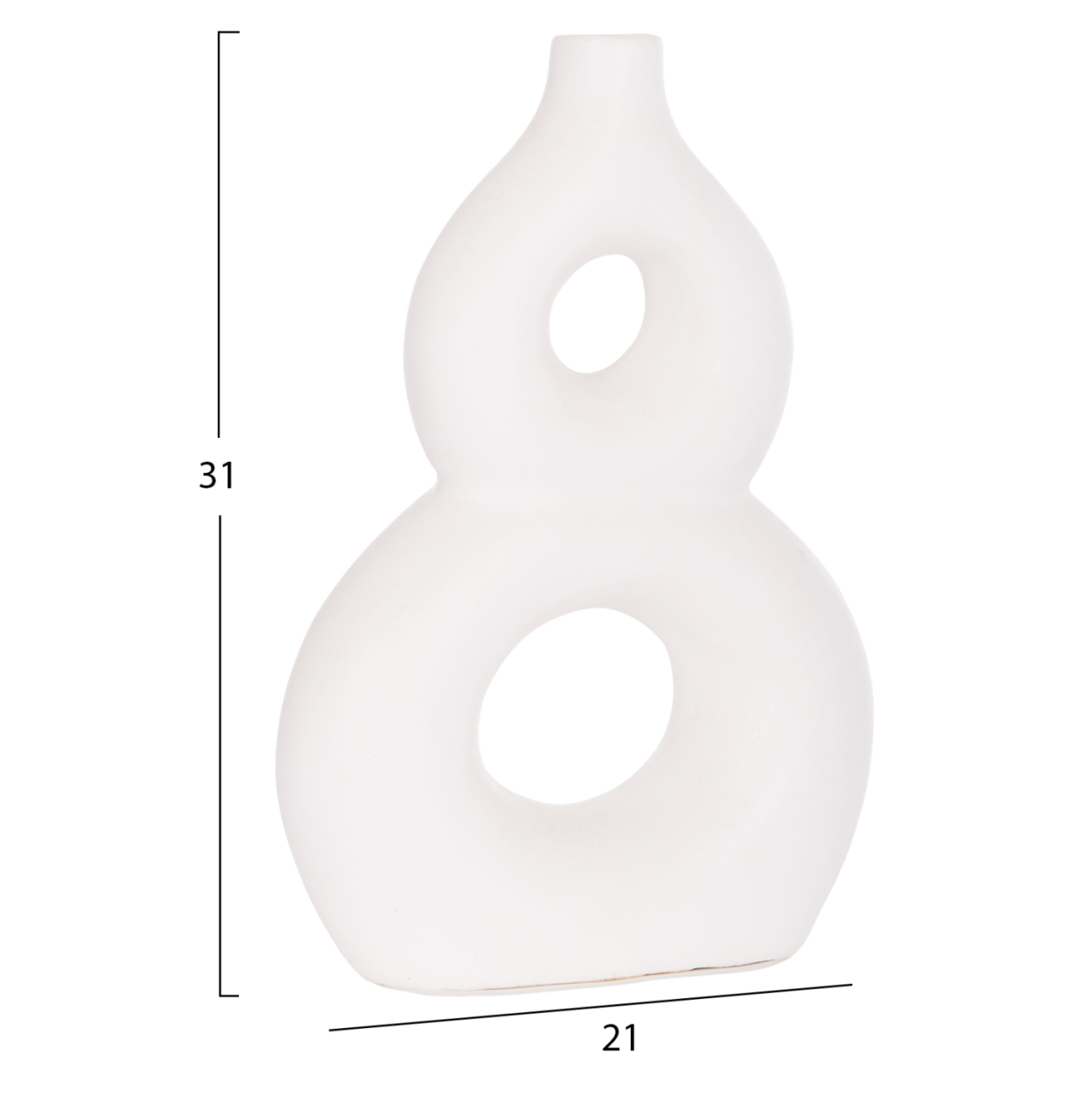 TABLE DECORATIVE VASE FIORIN HM4666.02S TERRACOTA IN WHITE--21x7.5x31Hcm. [2]