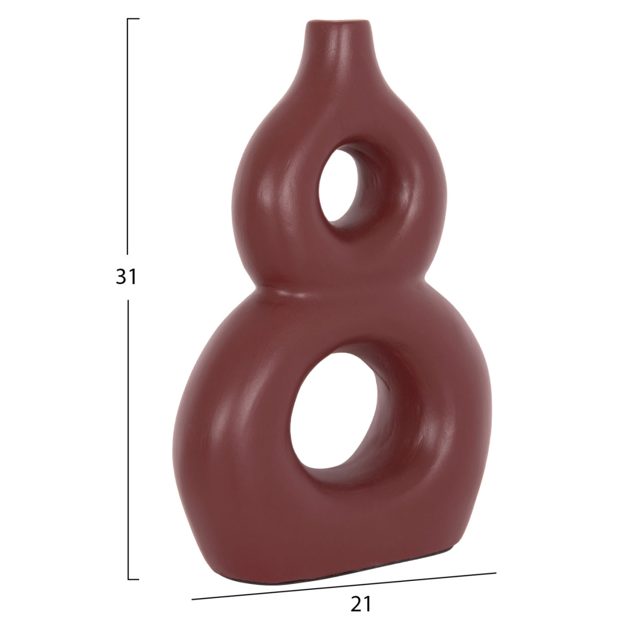 TABLE DECORATIVE VASE FIORIN HM4666.03S TERRACOTA IN MAROON RED--21x7.5x31Hcm. [2]