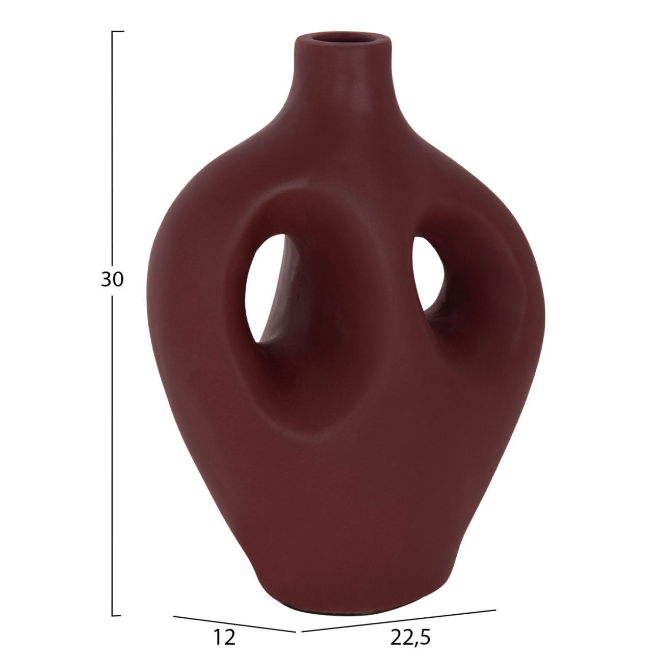 TABLE DECORATIVE VASE FLIKER HM4666.03L TERRACOTA IN MAROON RED--22.5x12x30Hcm. [2]