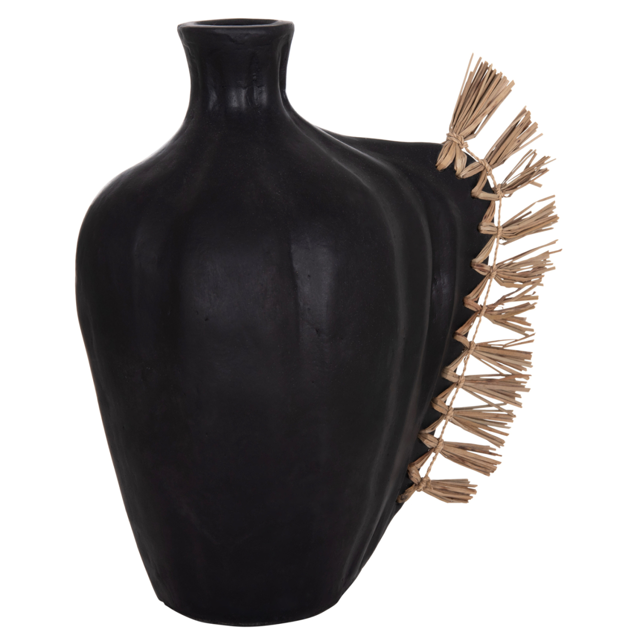 TABLE DECORATIVE VASE JEBB HM4689.01 TERRACOTA IN BLACK and GRASS--32x15x33Hcm. [7]