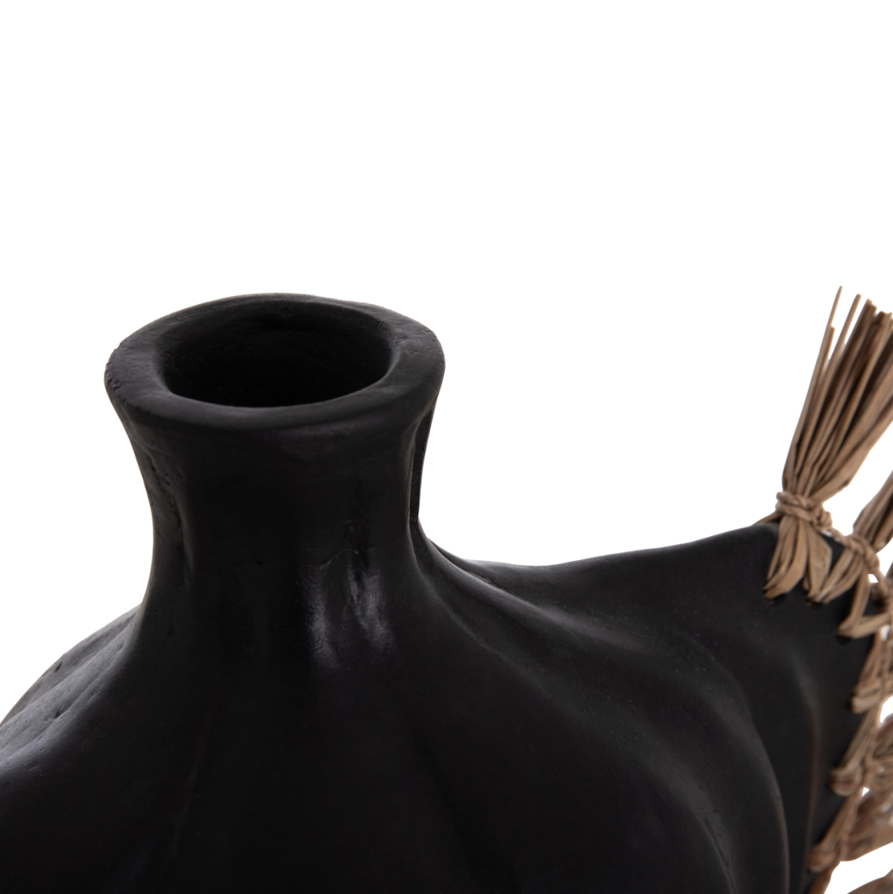 TABLE DECORATIVE VASE JEBB HM4689.01 TERRACOTA IN BLACK and GRASS--32x15x33Hcm. [8]