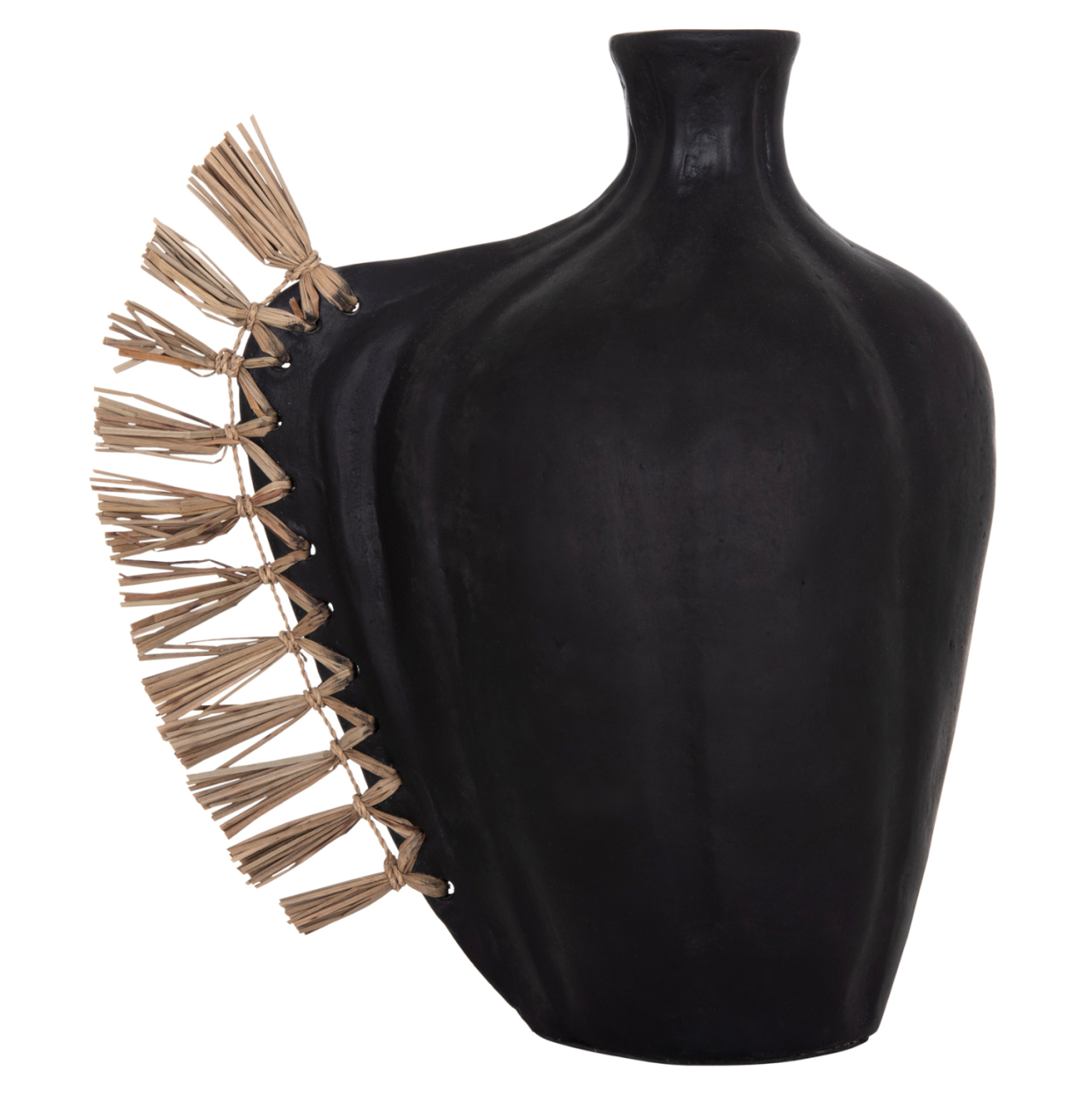 TABLE DECORATIVE VASE JEBB HM4689.01 TERRACOTA IN BLACK and GRASS--32x15x33Hcm. [3]