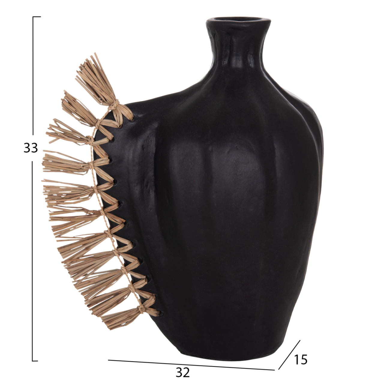 TABLE DECORATIVE VASE JEBB HM4689.01 TERRACOTA IN BLACK and GRASS--32x15x33Hcm. [2]