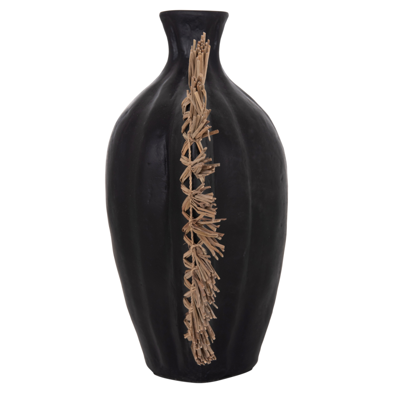 TABLE DECORATIVE VASE JEBB HM4689.01 TERRACOTA IN BLACK and GRASS--32x15x33Hcm. [6]