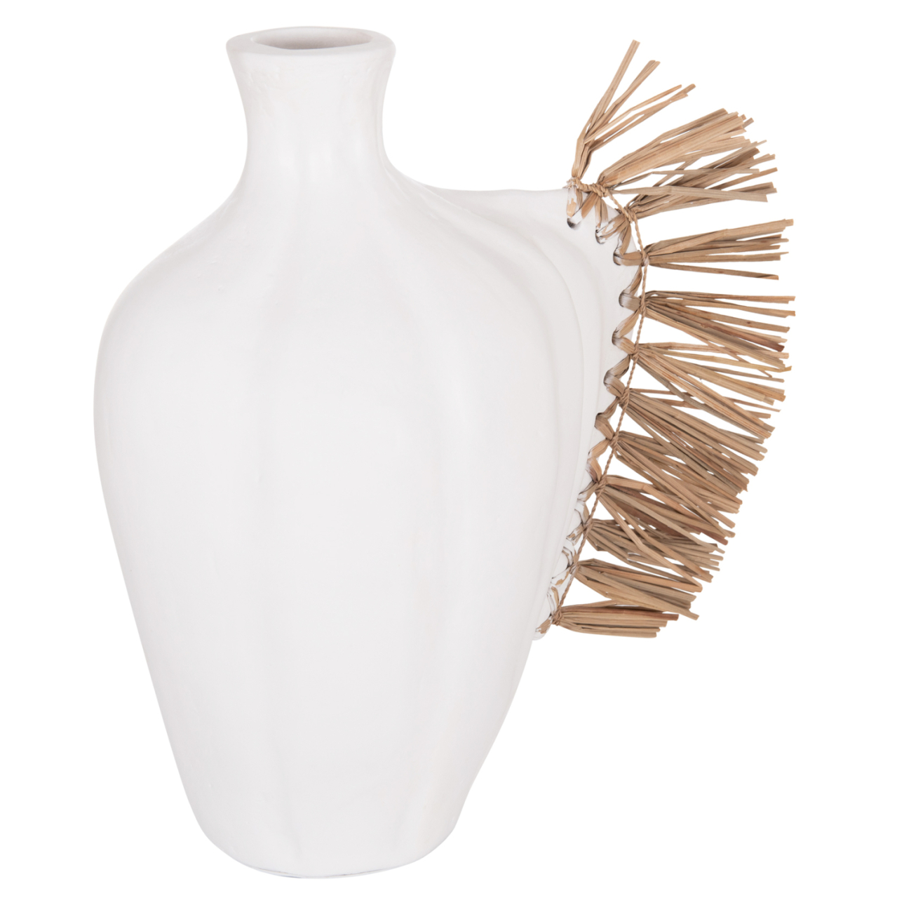 TABLE DECORATIVE VASE JEBB HM4689.02 TERRACOTA IN WHITE and GRASS--32x15x33Hcm. [8]