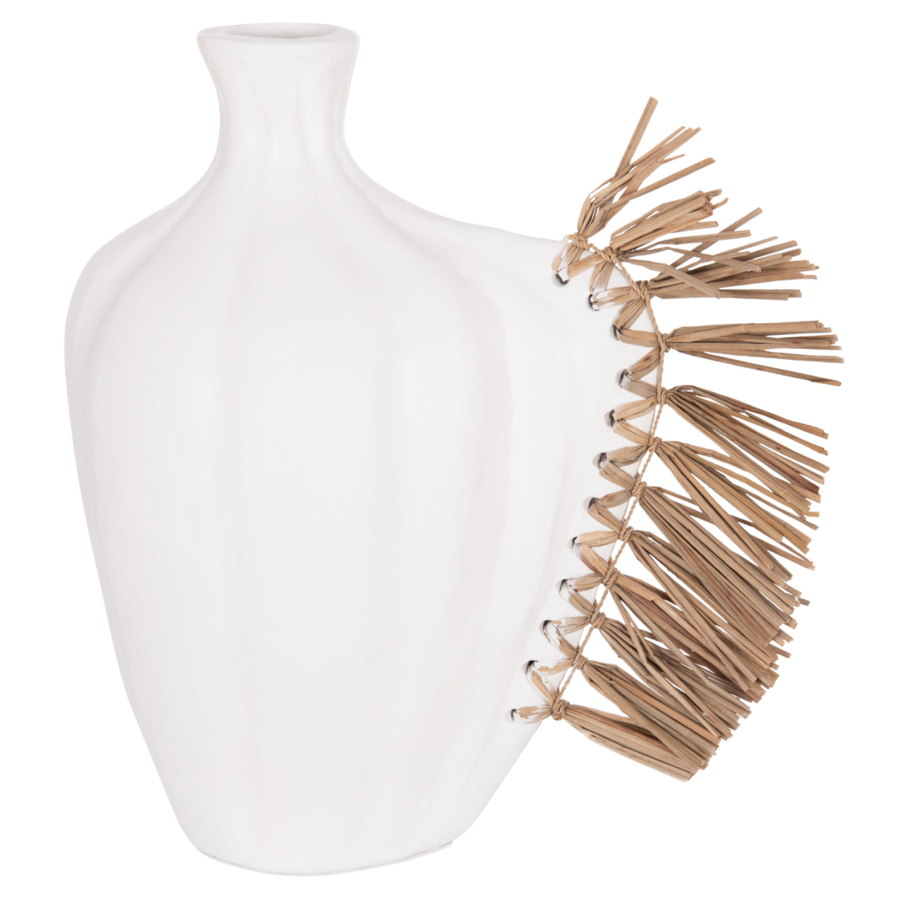 TABLE DECORATIVE VASE JEBB HM4689.02 TERRACOTA IN WHITE and GRASS--32x15x33Hcm. [7]