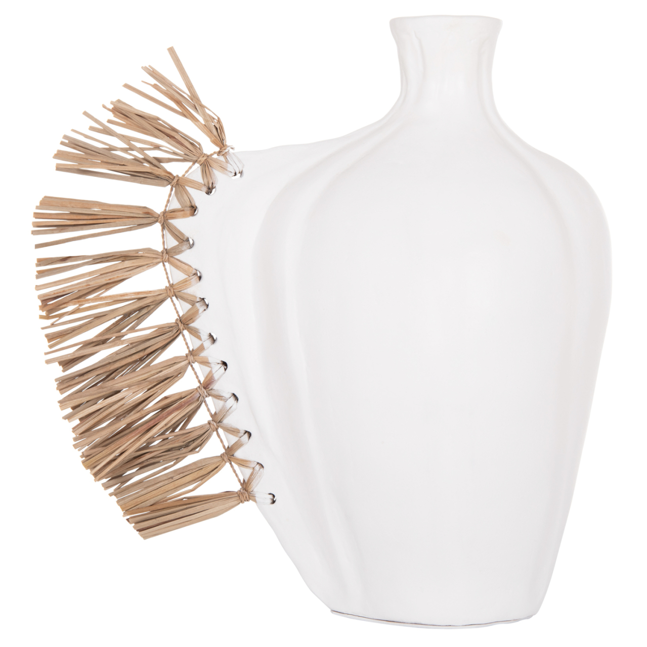 TABLE DECORATIVE VASE JEBB HM4689.02 TERRACOTA IN WHITE and GRASS--32x15x33Hcm. [3]
