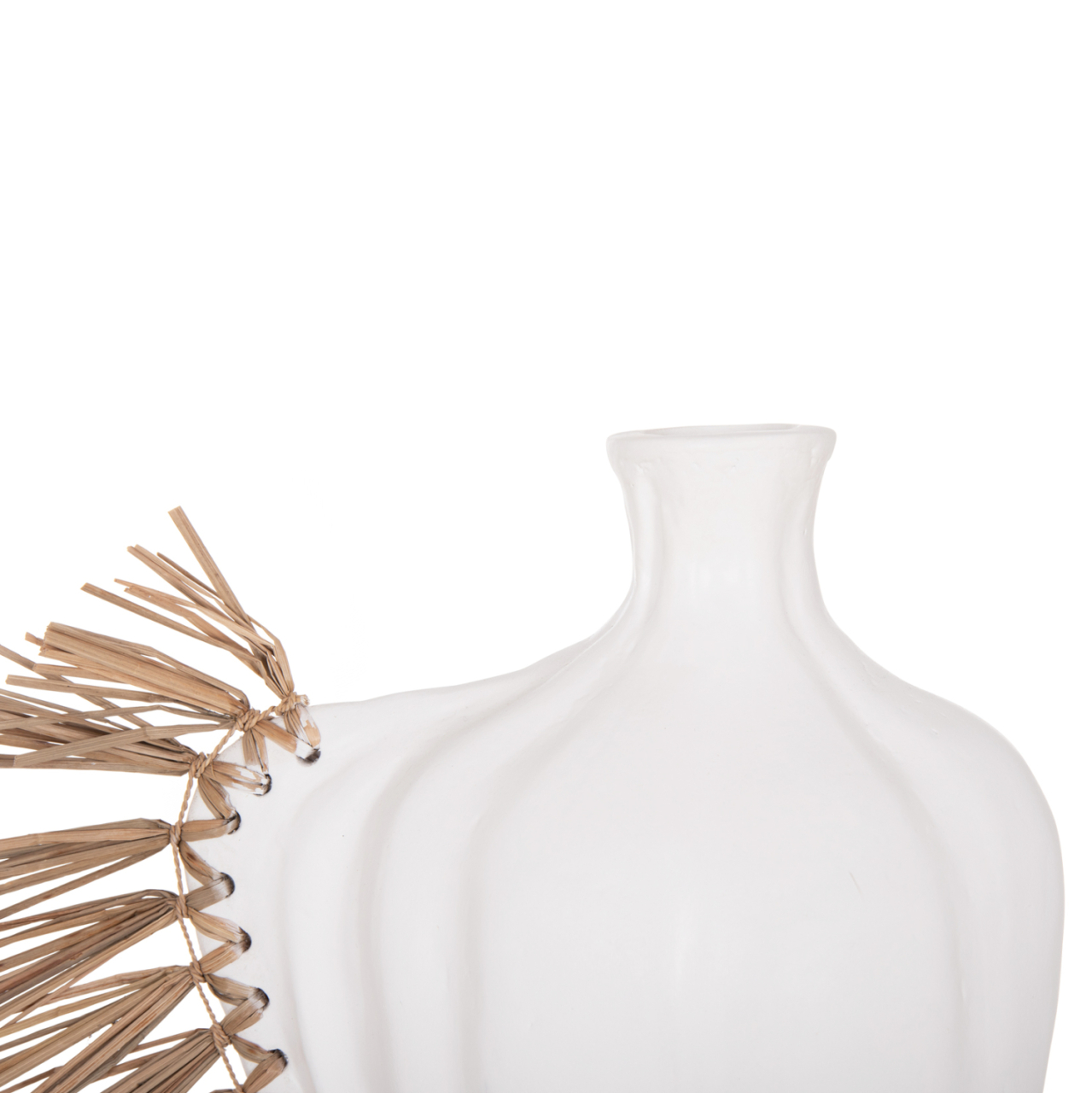 TABLE DECORATIVE VASE JEBB HM4689.02 TERRACOTA IN WHITE and GRASS--32x15x33Hcm. [4]
